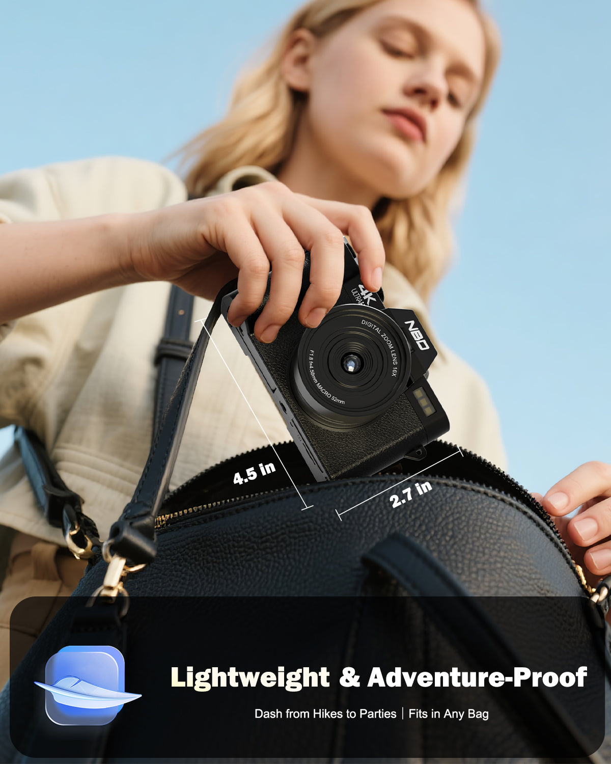 NBD 4K Digital Camera for Photography, 64MP Autofocus Vlogging Camera for YouTube with 32GB TF Card