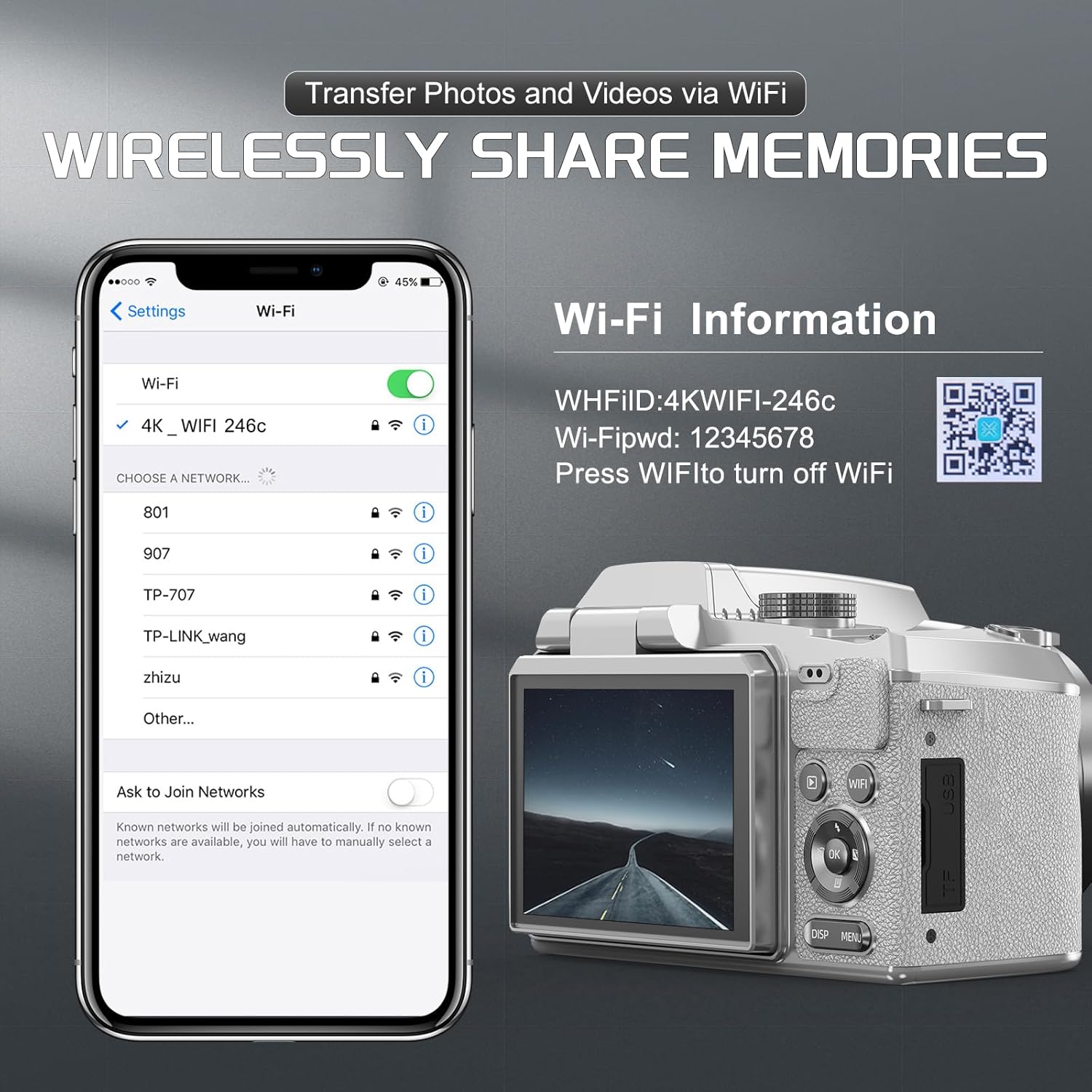 5K Professional Cameras for Photography 64MP - 16X Zoom, WiFi, 3” 180° Flip Screen, Autofocus & Anti-Shake, 32G Card, 2 Batteries, Digital Camera for Vlogging YouTube Live Streaming