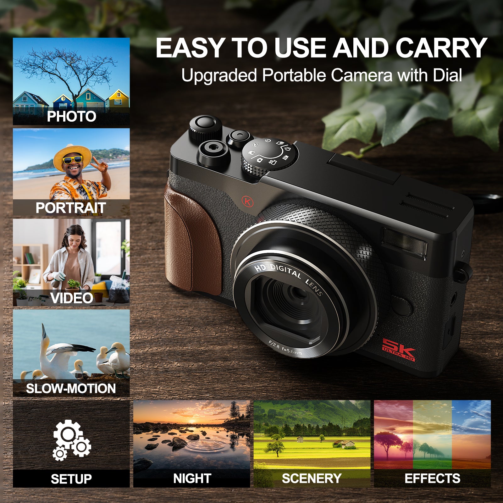 True 4K Digital Camera with Beauty Mode 10X Digital zoom