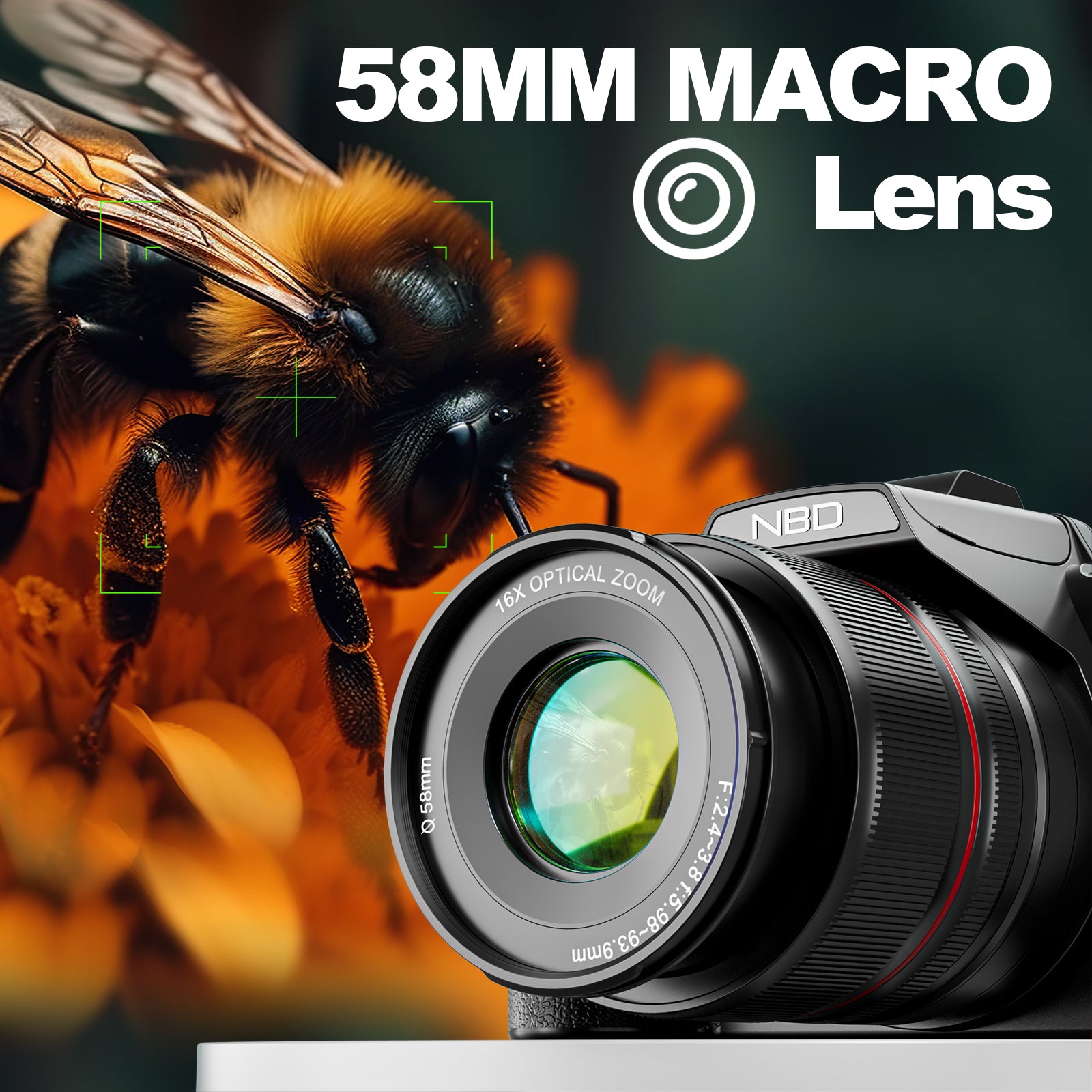 NBD Digital Camera 5K 64MP 16X Optical Zoom Camera for Photography with 32GB TF Card