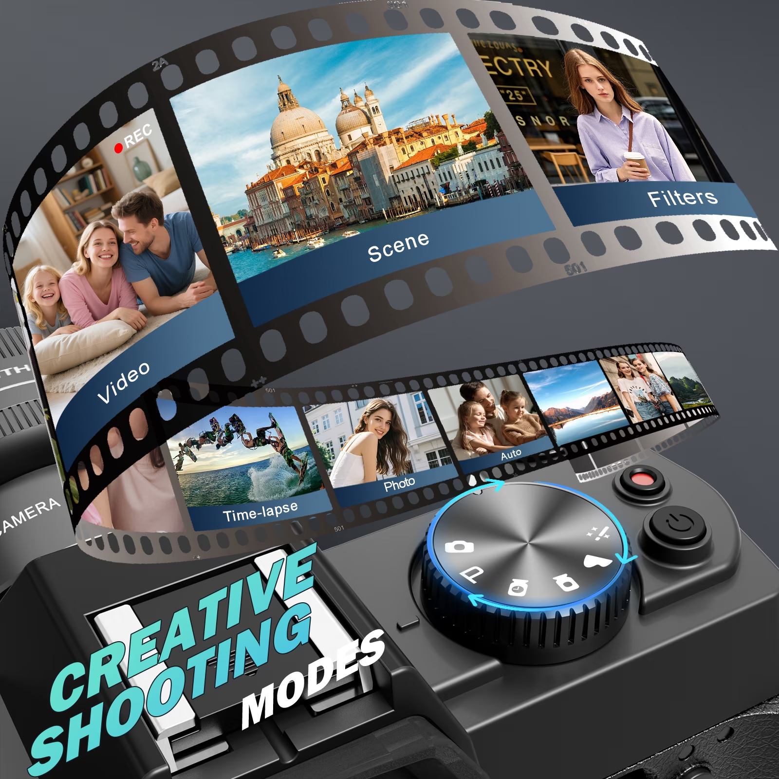 True 5K 48MP Autofocus Digital Vlogging Camera,180° Flip Screen,WiFi,16X Zoom,Anti-Shake,Wide & Macro Lens,64GB TF Card,Black