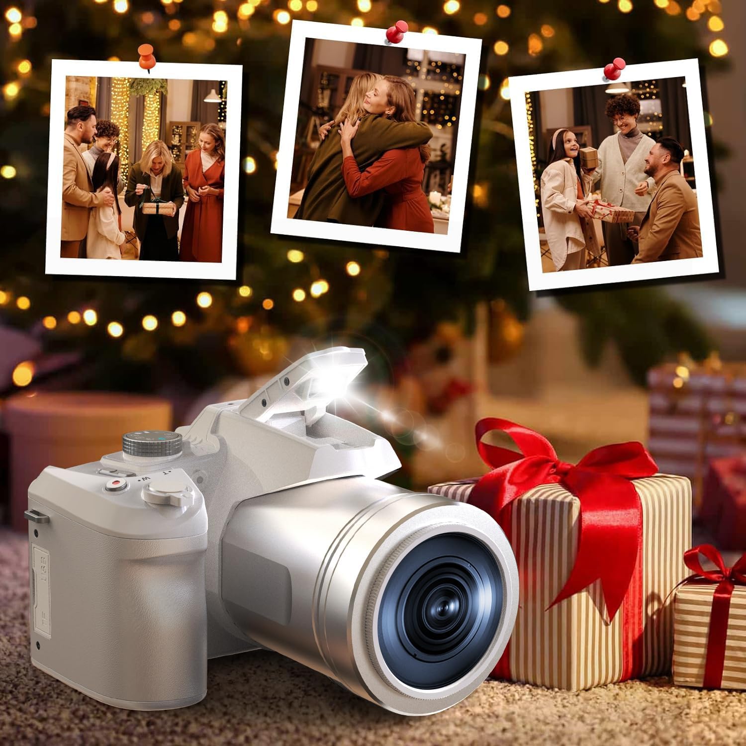 NBD Digital Camera for photography,4K 64MP Video Camera Youtube Vlogging Camera with 16X Digital Zoom and 32GB SD Card,White