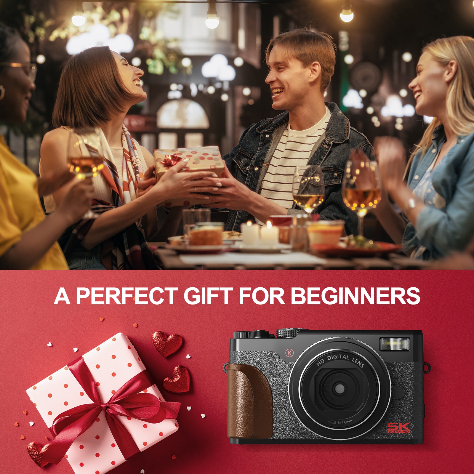 True 4K Digital Camera with Beauty Mode 10X Digital zoom
