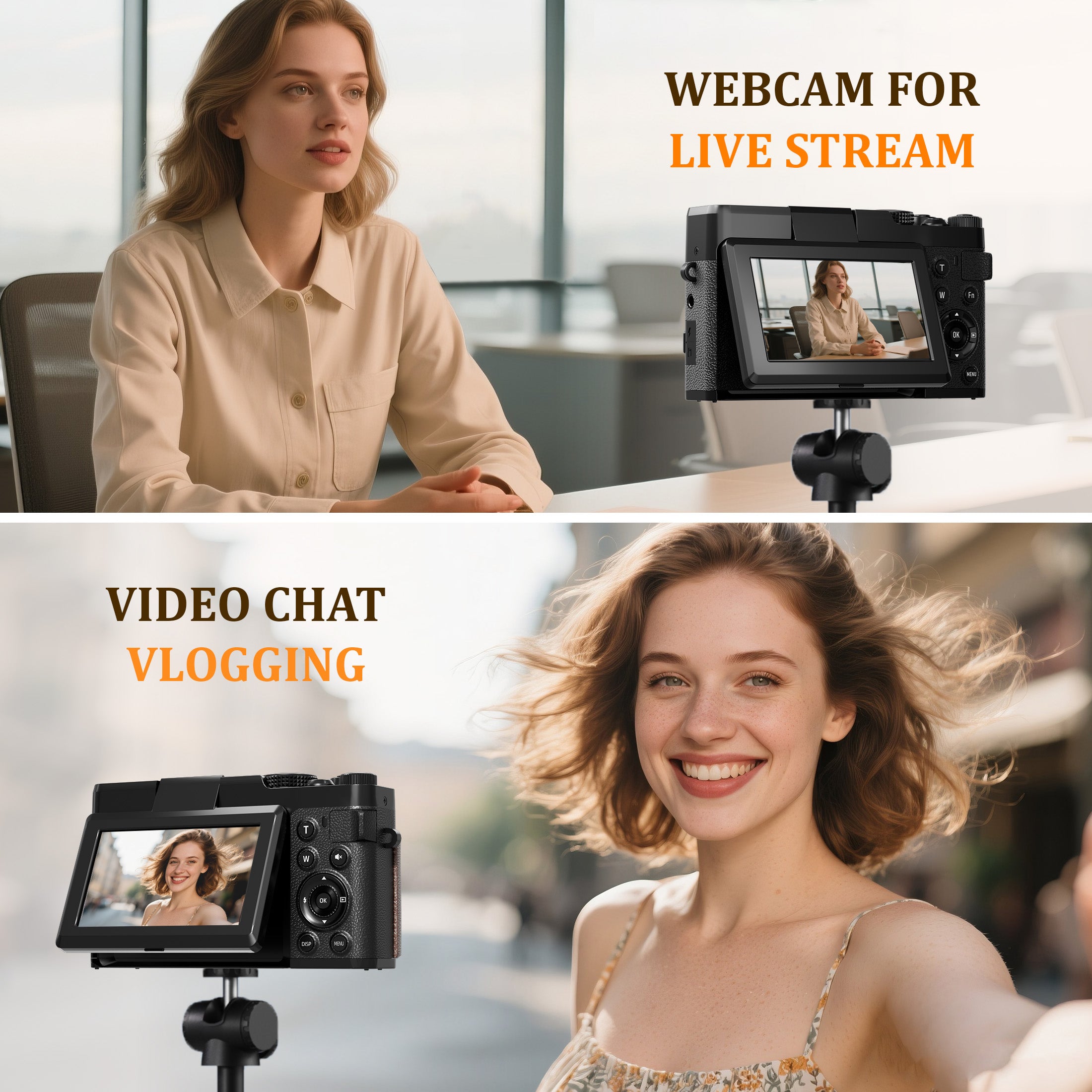 NBD 64MP 5K Autofocus Digital Camera with 180° Flip Screen, 18X Zoom and Anti-Shake – Compact Vlogging and Travel Camera, 3-Inch Screen, Includes 32GB SD Card and 2 Batteries