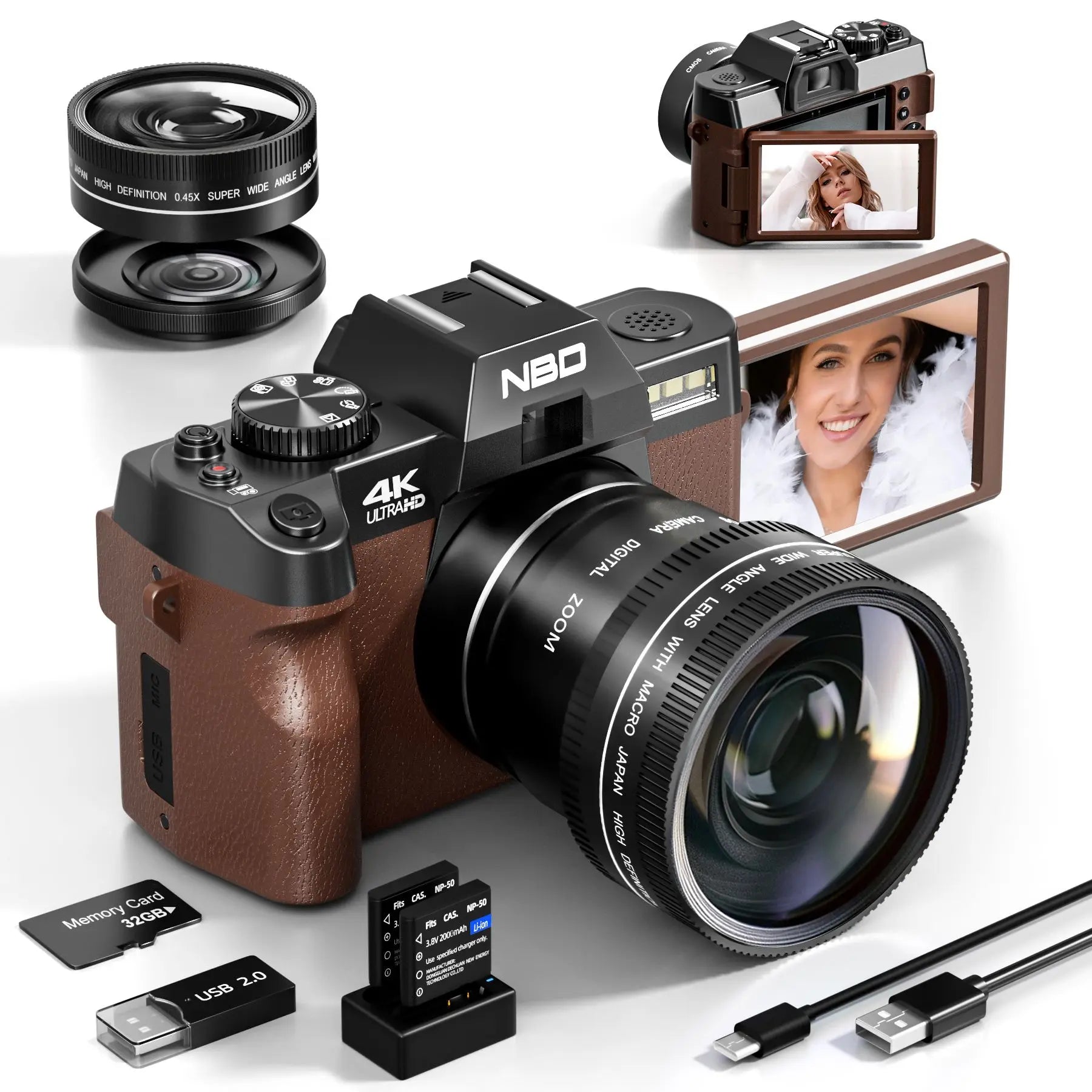 4K Digital Camera 
With Camera Lens