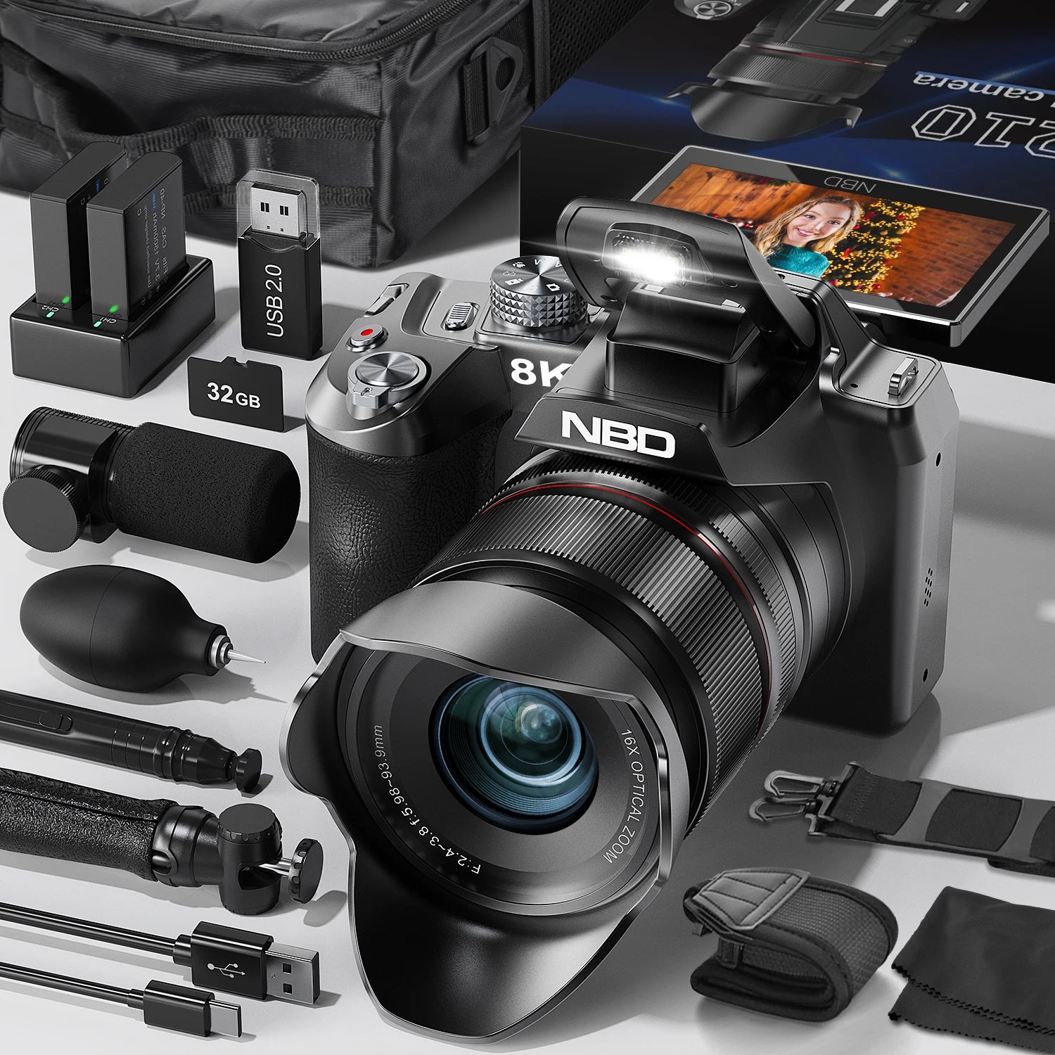 8K Digital Camera  With 16X Optical zoom