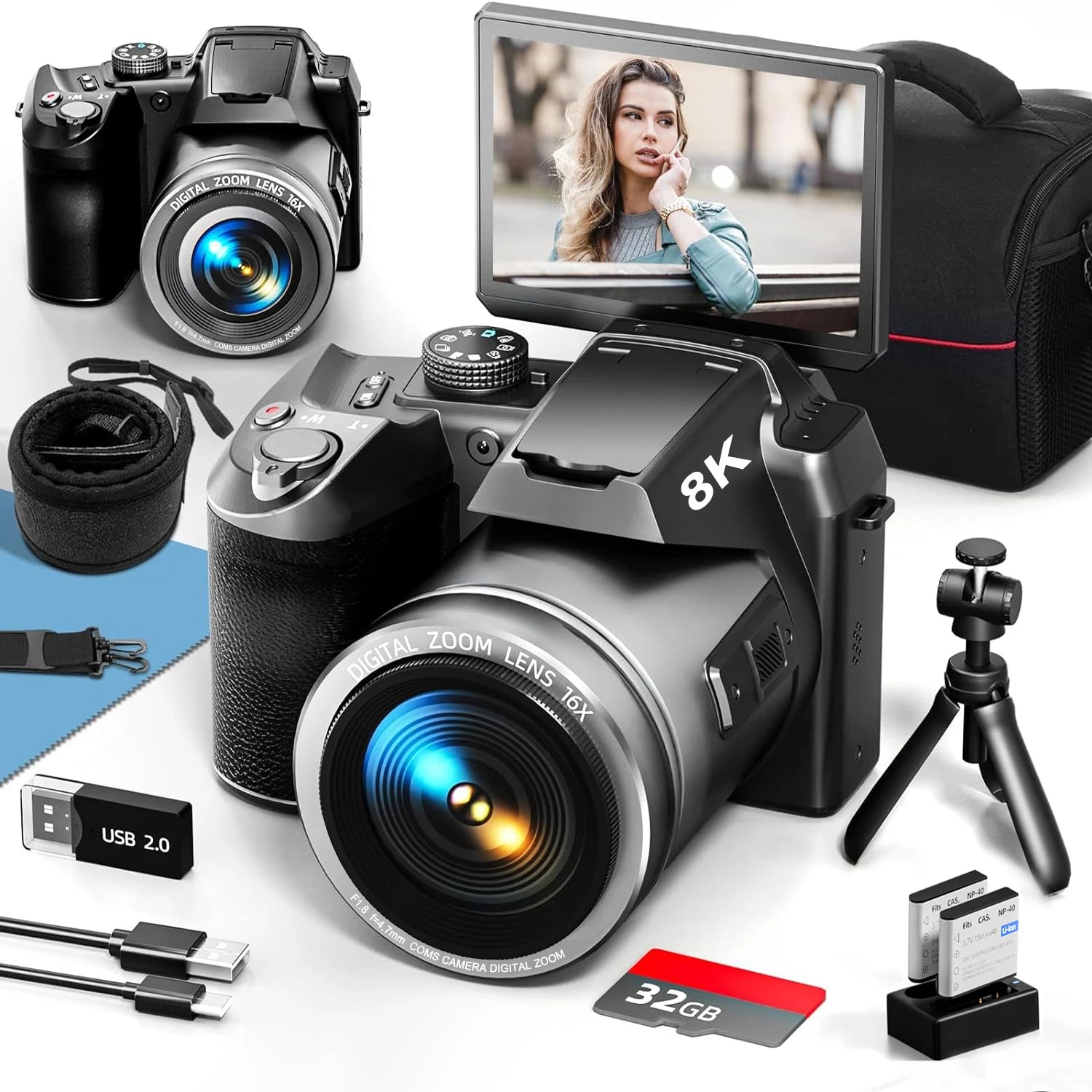 8K Digital Camera  With 16X Digital Zoom