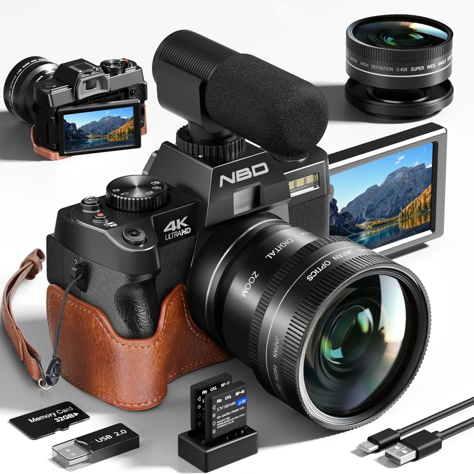 4K Digital Camera  With Camera Lens