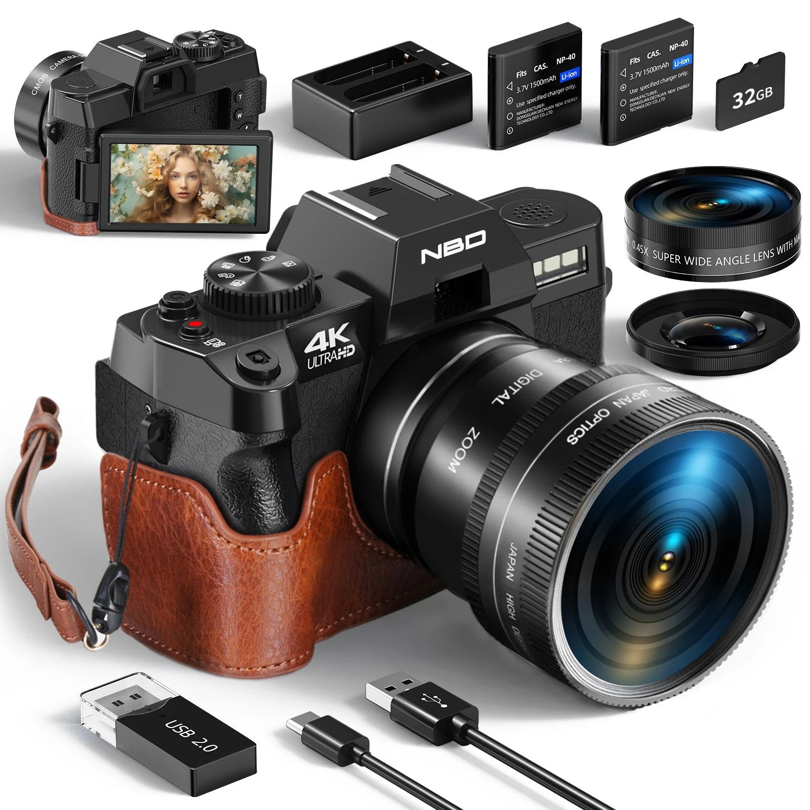4K Digital Camera With 32GB SD Card