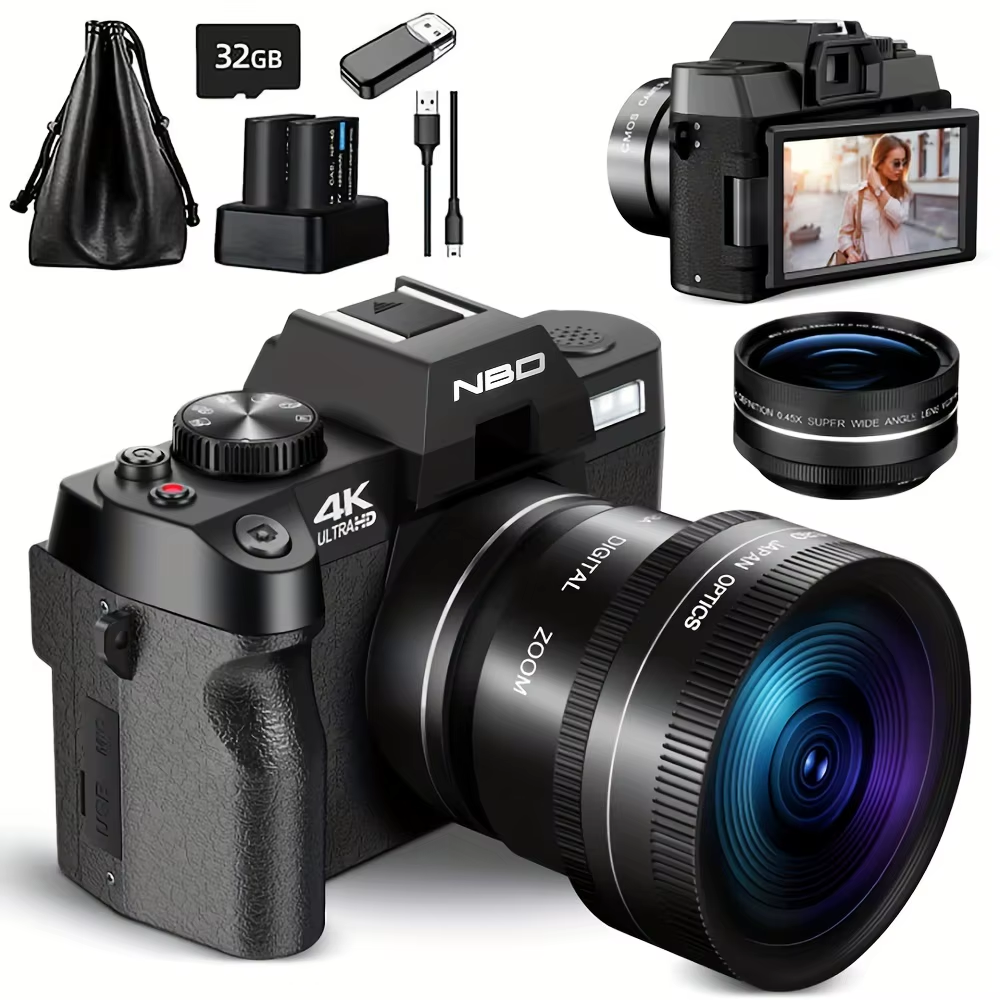 NBD 4K Ultra HD 48MP Digital Camera, 16X Zoom, 3" Screen, All-in-One Vlogging Camera