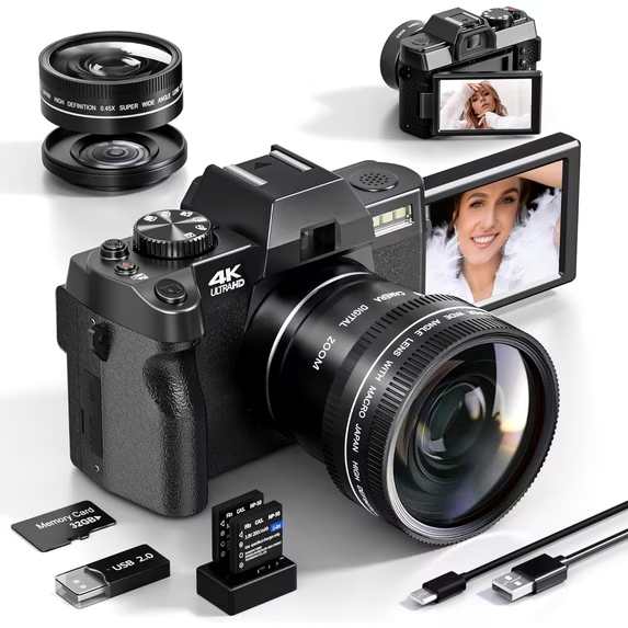 NBD Digital Camera for Photography 4K 48MP Vlogging Camera for YouTube with 32GB TF Card