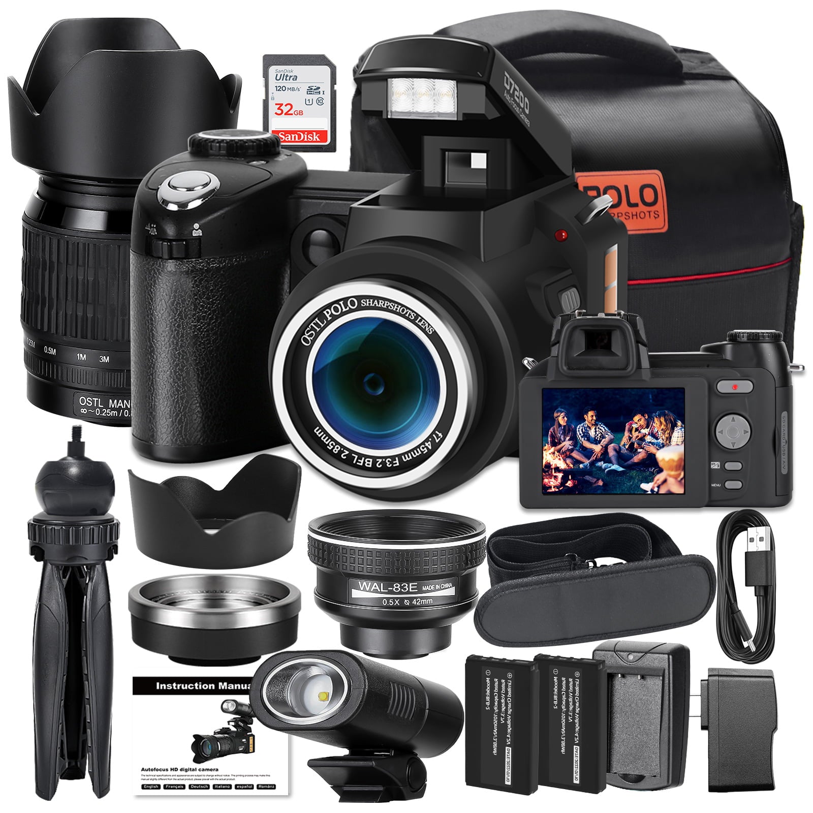 NBD DSLR Camera 33MP 4K Camcorder with Telephoto Lens, Wide Angle Lens, and IPS Screen