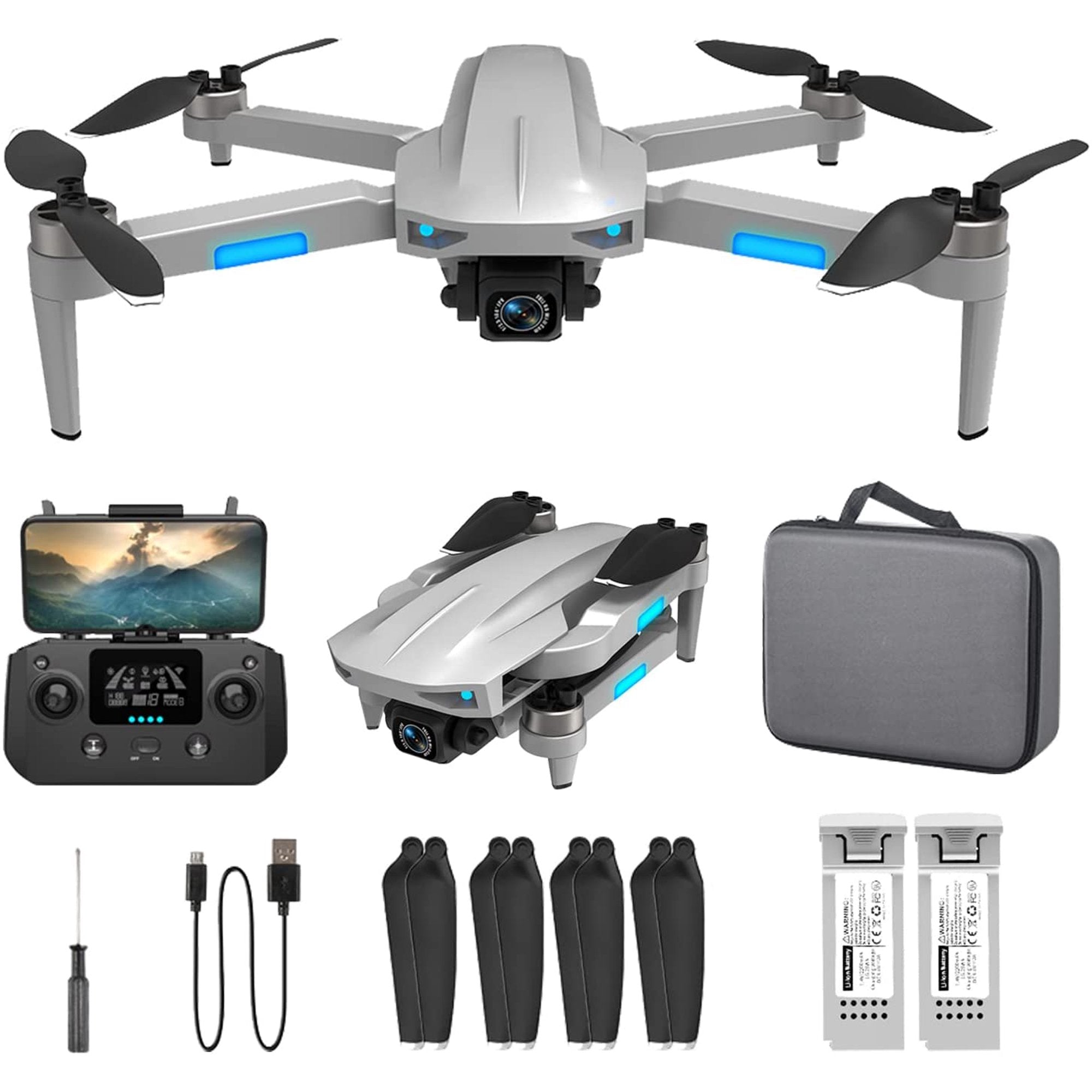 NMY 4K HD Camera Drone - GPS, 50mins Flight, Auto Return, Grey