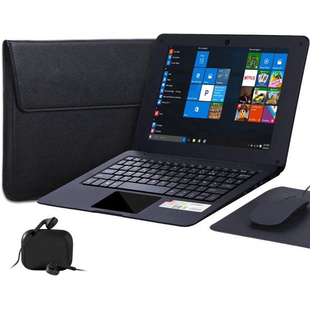 Windows 10 Laptop - 10.1 Inch Quad Core Notebook with Bluetooth, WiFi,