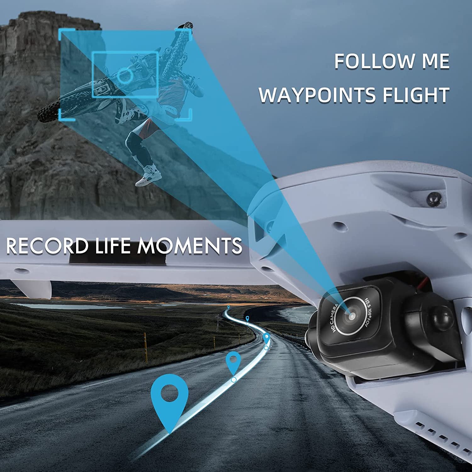 NMY 4K HD Camera Drone - GPS, 50mins Flight, Auto Return, Grey
