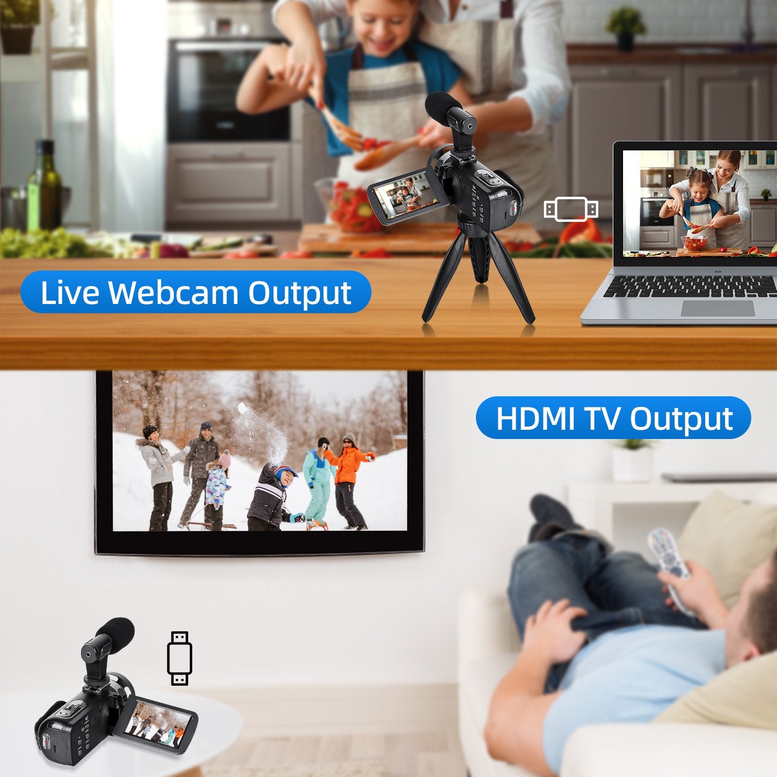 NBD 2.7K Ultra HD Video Camera - 42MP YouTube Vlogging Camcorder with Remote Control
