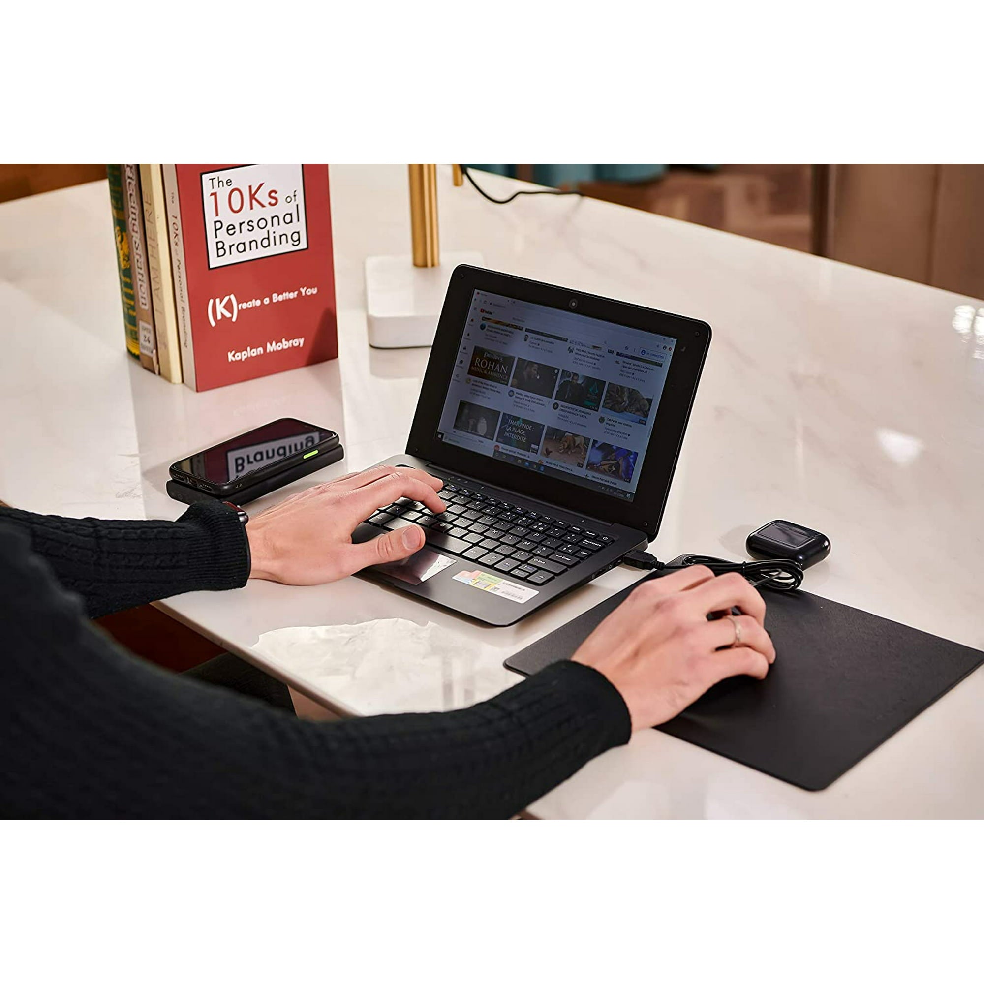 10.1" Windows 10 Netbook - Full HD, Quad Core, WiFi, HDMI, Netflix, YouTube - Includes Laptop Bag & Accessories (Black)