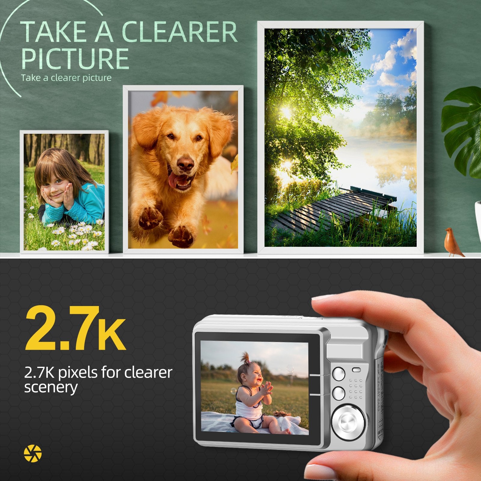 NBD Kids Digital Camera 48MP Compact Mini Camera with 8X Digital Zoom and 2.7 Inch LCD Screen