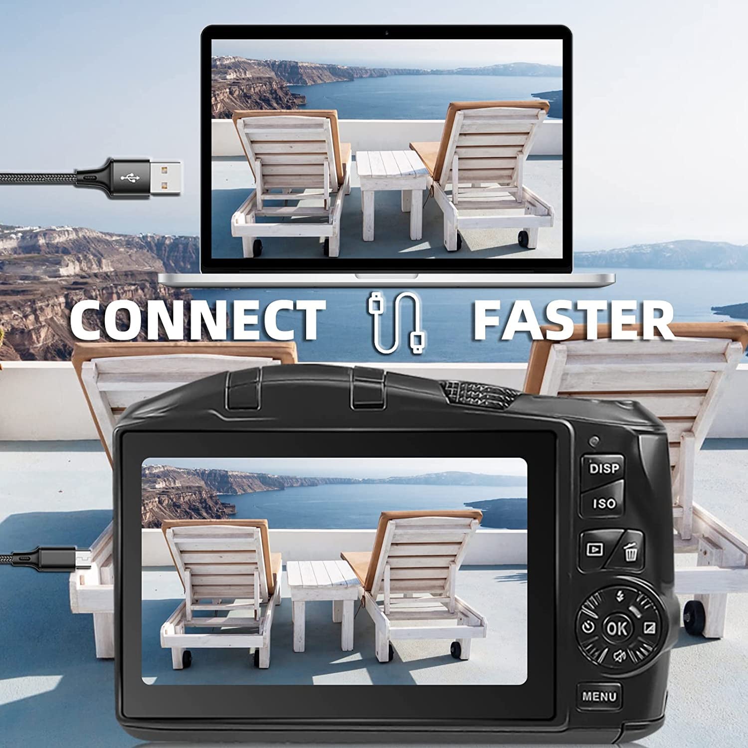 4K Digital Camera - Ultra HD 48MP Vlogging Camcorder with Wide Angle Lens, 16X Zoom, 3.0" Screen