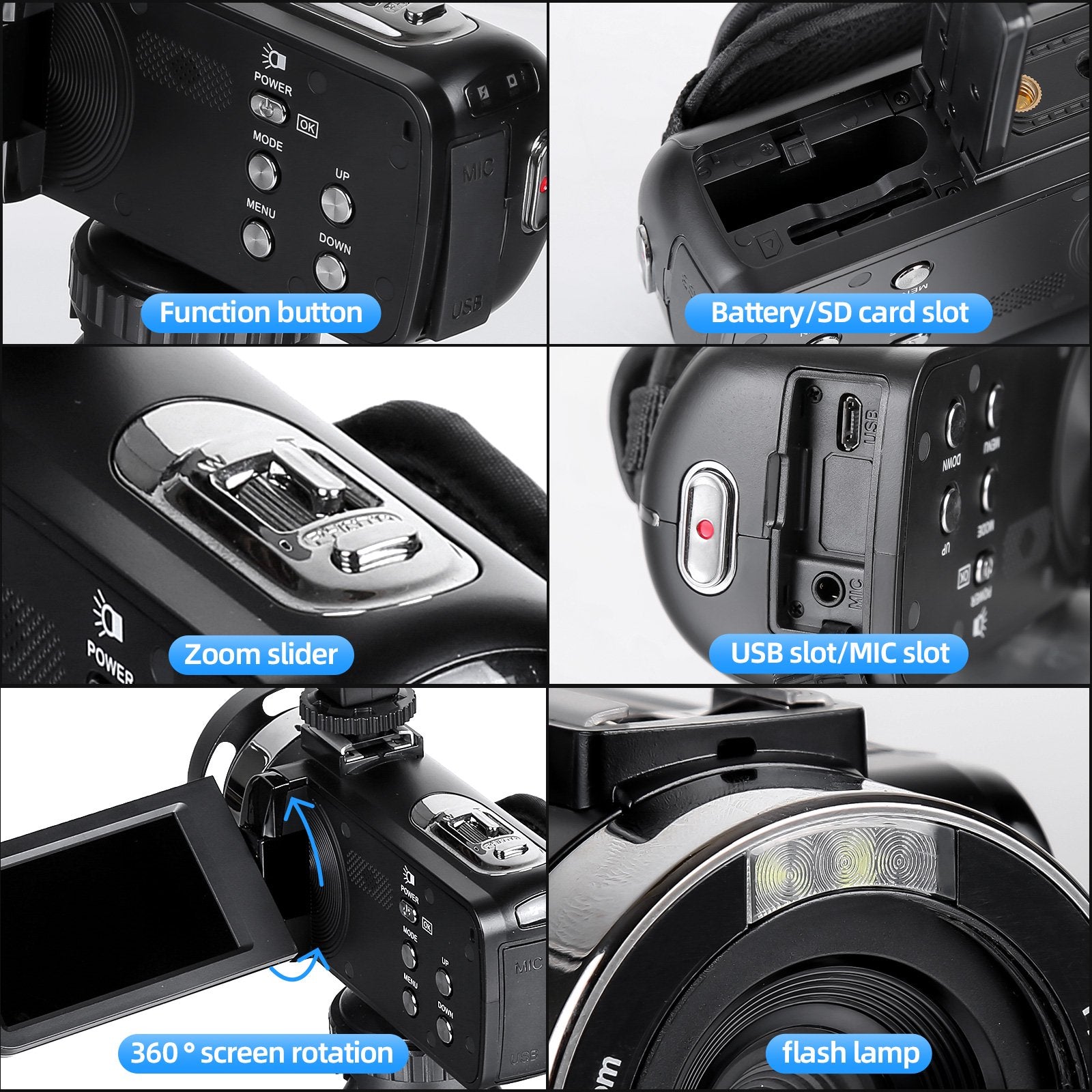 NBD 2.7K YouTube Vlogging Camera - 3.0" IPS Screen, 42MP Digital Recorder, 18X Digital Zoom (32GB SD Card Included)
