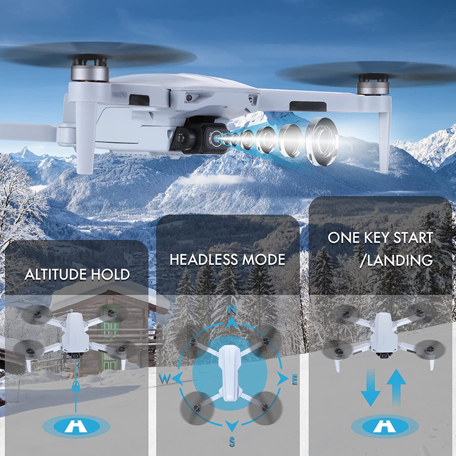 NMY 4K HD Camera Drone - GPS, 50mins Flight, Auto Return, Grey